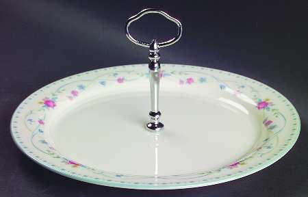 Country Cottage Blossoms Round Serving Plate with Handle (DP)