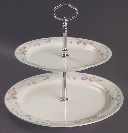 Country Cottage Orchard 2 Tiered Serving Tray (Dinner & Salad Plate)
