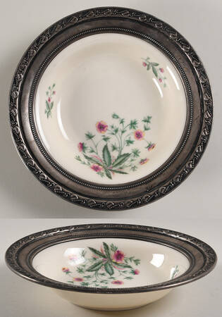 Country Garden Rim Soup Bowl with Sterling Rim