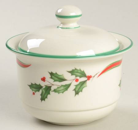 Country Holly Sugar Bowl & Lid