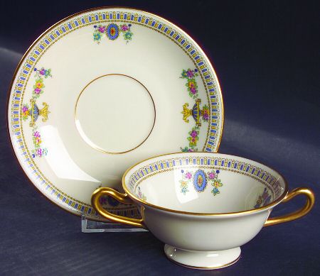 Colonial Footed Cream Soup Bowl & Saucer Set