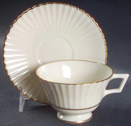 Colonnade Gold Footed Cup & Saucer Set