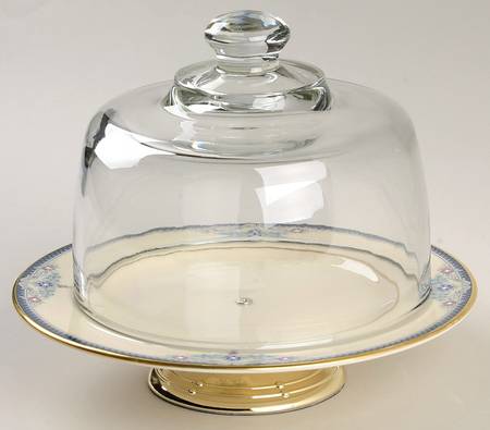 Columbia 6 1/2"-7 1/2" Footed Cheese Plate w/ Glass Dome HC