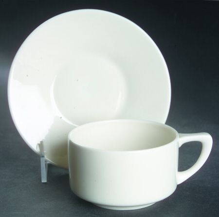 Colonial White Flat Cup & Saucer Set