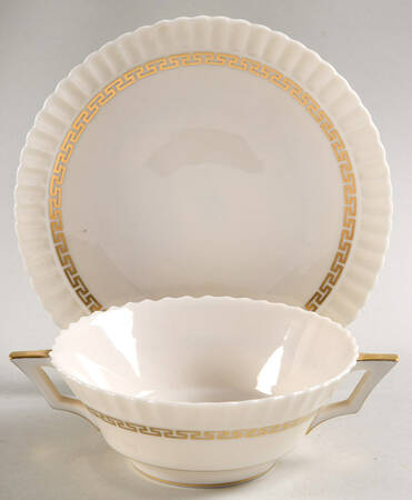 Corinthian Flat Cream Soup Bowl & Saucer Set by Lenox
