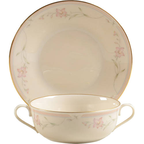 Coral Springs Flat Cream Soup Bowl & Saucer Set