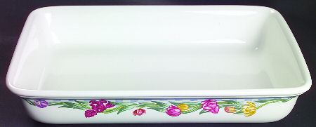 Country Tulips 13"  Rectangular Baker