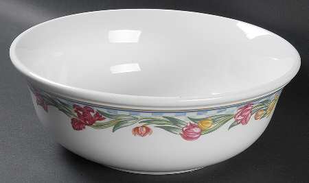 Country Tulips 9" Oval Vegetable Bowl
