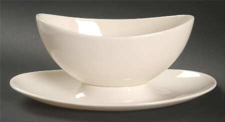 Coupe Off White Gravy Boat with Attached Underplate by Lenox