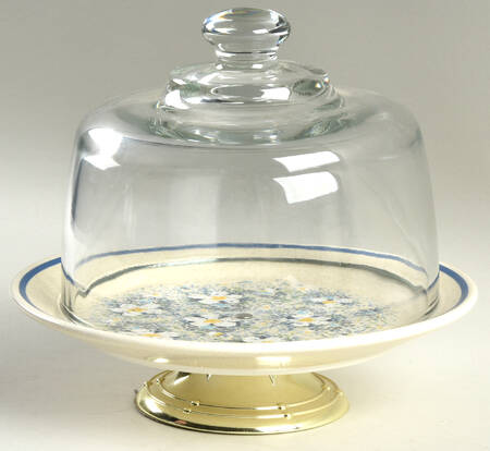 Dewdrops 6 1/2"-7 1/2" Footed Cheese Plate w/ Glass Dome HC