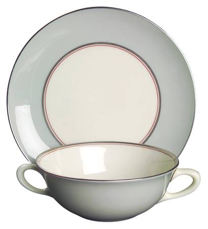 Dubarry Gray Flat Cream Soup Bowl & Saucer Set