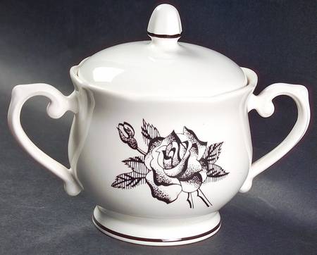 Ebony Rose Sugar Bowl & Lid by Lenox