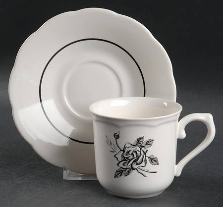 Ebony Rose Flat Cup & Saucer Set by Lenox