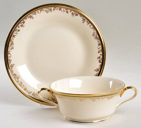 Eclipse Footed Cream Soup Bowl & Dessert Plate/Saucer Set