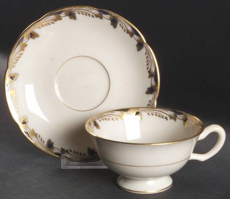 Essex Cobalt Blue (Scalloped) Footed Cup & Saucer Set
