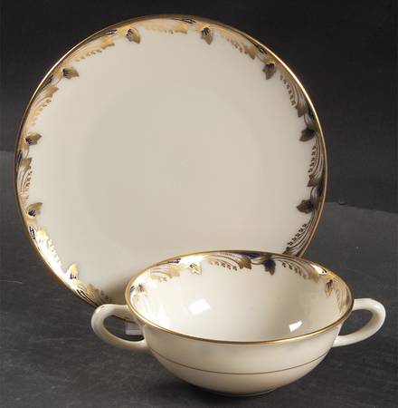 Essex Cobalt Blue (Smooth) Flat Cream Soup Bowl & Saucer Set