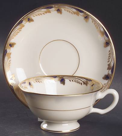 Essex Cobalt Blue (Smooth) Footed Cup & Saucer Set