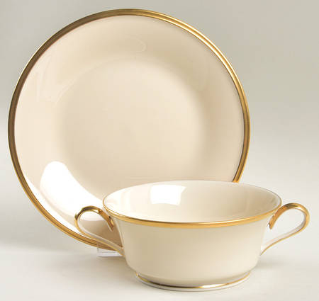 Eternal Footed Cream Soup Bowl & Dessert Plate/Saucer Set