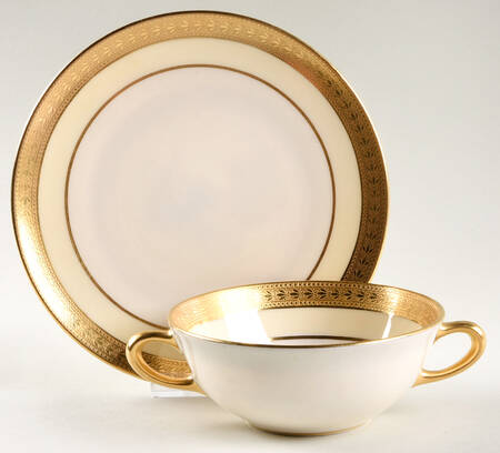 Evanston Flat Cream Soup Bowl & Dessert Plate/Saucer Set
