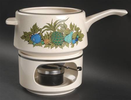 Fall Bounty Open Fondue Pot w/Warmer Stand,Metal Rack & Burner