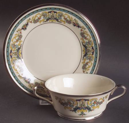 Fair Lady Footed Cream Soup & Dessert Plate/Saucer Set