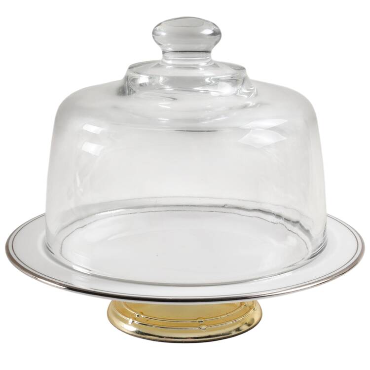 Federal Platinum 6 1/2"-7 1/2" Footed Cheese Plate w/ Glass Dome HC