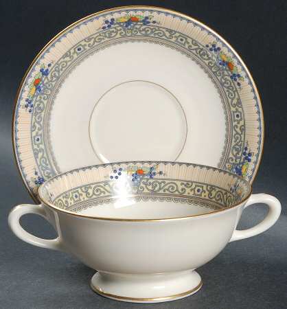 Festival Footed Cream Soup Bowl & Saucer Set
