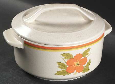 Fire Flower 1.25 Qt Round Covered Casserole