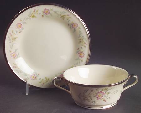 Flirtation Footed Cream Soup & Dessert Plate/Saucer Set