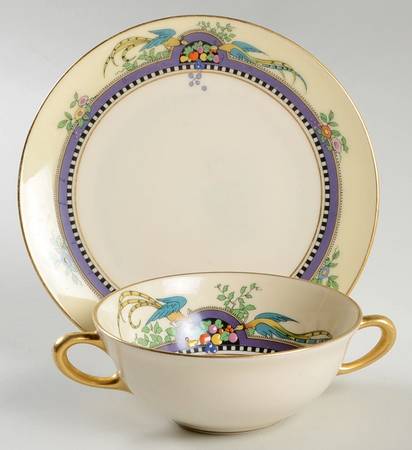 Florida Flat Cream Soup Bowl & Dessert Plate/Saucer Set