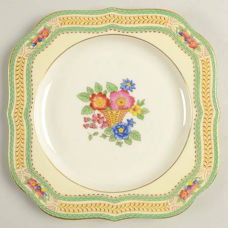 Floralia (Green Yellow Wreath) Square Salad Plate