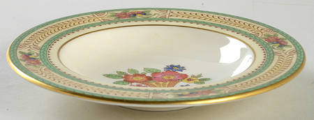 Floralia (Green Yellow Wreath) Rim Fruit/Dessert (Sauce) Bowl