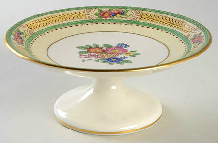 Floralia (Green Yellow Wreath) Round Compote (Height X Width)