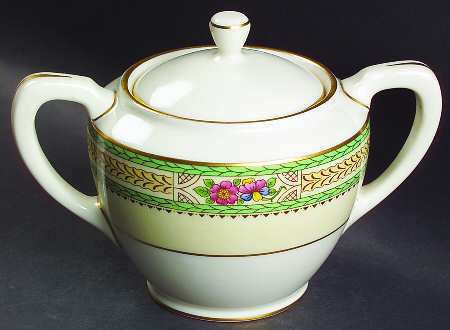 Floralia (Green Yellow Wreath) Sugar Bowl & Lid
