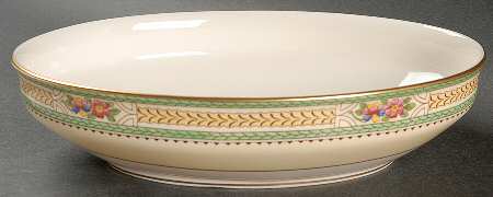 Floralia (Green Yellow Wreath) 9" Oval Vegetable Bowl