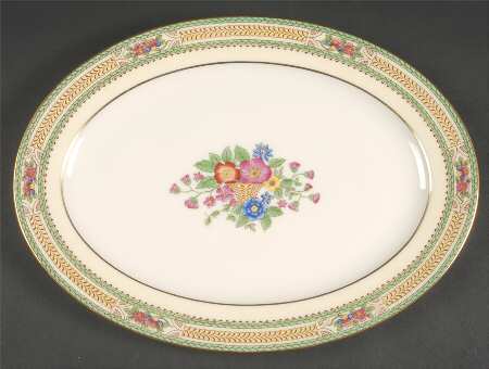 Floralia (Green Yellow Wreath) 13" Oval Serving Platter