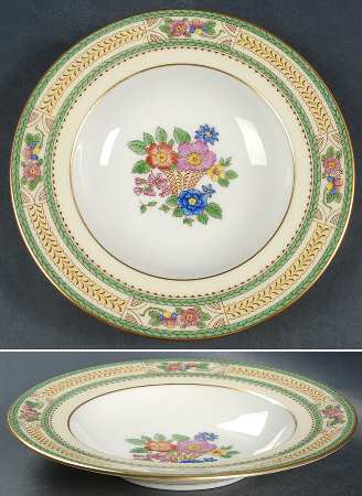 Floralia (Green Yellow Wreath) Rim Soup Bowl