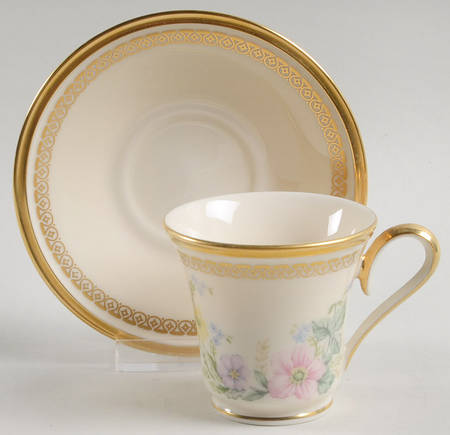 Flower Song Footed Demitasse Cup & Saucer Set