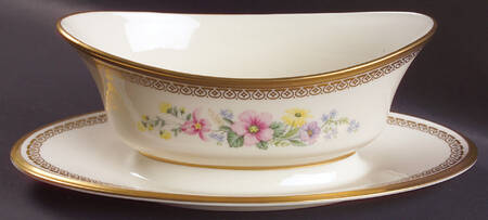 Flower Song Gravy Boat with Attached Underplate