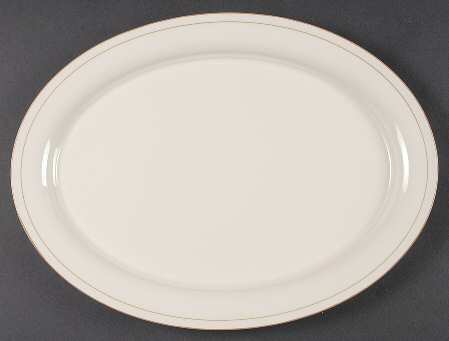 Beige Pinstripes (For the Beige) 14" Oval Serving Platter
