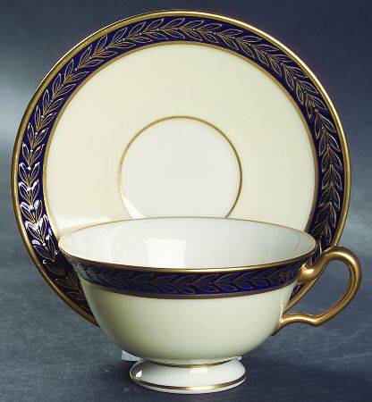 Fontaine Cobalt Ivory Footed Cup & Saucer Set