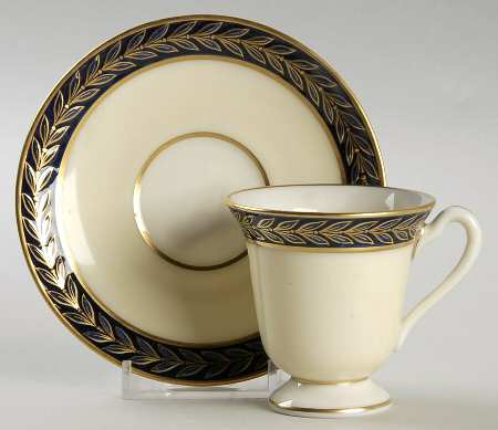 Fontaine Cobalt Ivory Footed Demitasse Cup & Saucer Set
