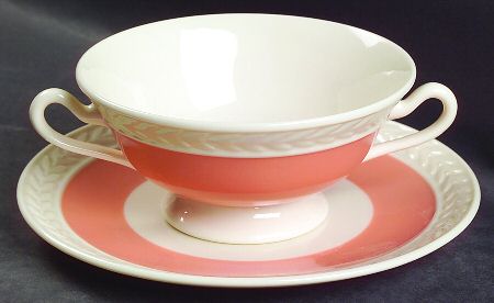 Fontaine Coral Footed Cream Soup Bowl & Saucer Set