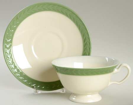 Fontaine Green (No Trim) Footed Cup & Saucer Set