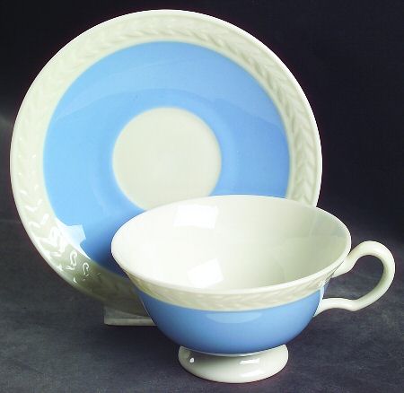 Fontaine Light Blue (No Trim) Footed Cup & Saucer Set