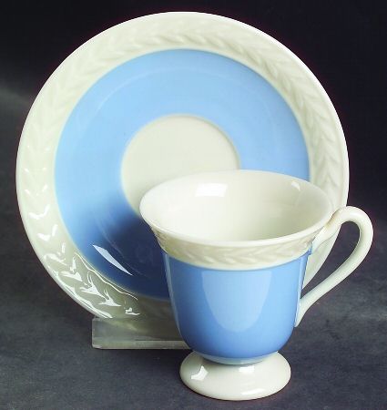 Fontaine Light Blue (No Trim) Footed Demitasse Cup & Saucer Set