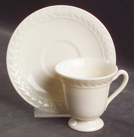 Fontaine White Footed Demitasse Cup & Saucer Set