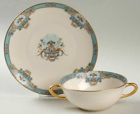 Fountain Flat Cream Soup Bowl & Dessert Plate/Saucer Set