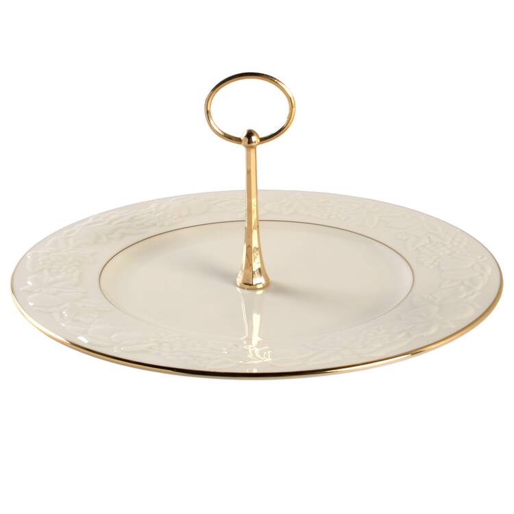 Fruits of Life Round Serving Plate with Handle (DP)