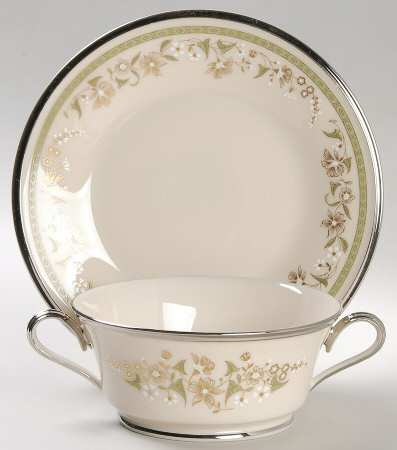 Fresh Meadow Footed Cream Soup & Dessert Plate/Saucer Set